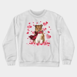 Shetland Sheepdog Hearts Love Happy Valentine's Day Crewneck Sweatshirt